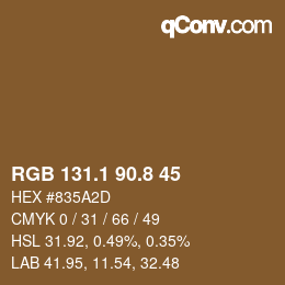 カラーコード: RGB 131.1 90.8 45 | qconv.com