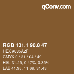Color code: RGB 131.1 90.8 47 | qconv.com