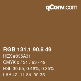 Color code: RGB 131.1 90.8 49 | qconv.com