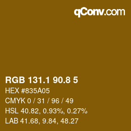 カラーコード: RGB 131.1 90.8 5 | qconv.com