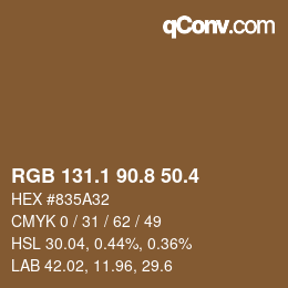 カラーコード: RGB 131.1 90.8 50.4 | qconv.com