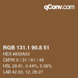Color code: RGB 131.1 90.8 51 | qconv.com