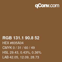 Color code: RGB 131.1 90.8 52 | qconv.com