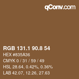 Color code: RGB 131.1 90.8 54 | qconv.com