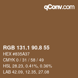 Color code: RGB 131.1 90.8 55 | qconv.com