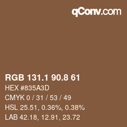 Color code: RGB 131.1 90.8 61 | qconv.com
