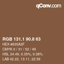 Color code: RGB 131.1 90.8 63 | qconv.com