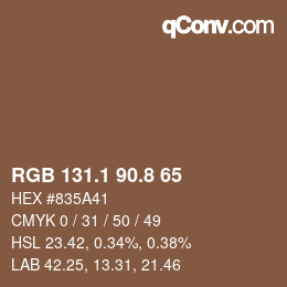 Color code: RGB 131.1 90.8 65 | qconv.com