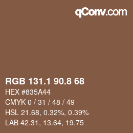 Color code: RGB 131.1 90.8 68 | qconv.com