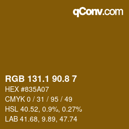 カラーコード: RGB 131.1 90.8 7 | qconv.com