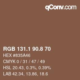 Color code: RGB 131.1 90.8 70 | qconv.com