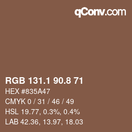 Color code: RGB 131.1 90.8 71 | qconv.com