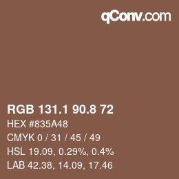 Color code: RGB 131.1 90.8 72 | qconv.com