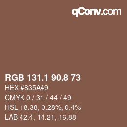 Color code: RGB 131.1 90.8 73 | qconv.com