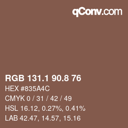 Color code: RGB 131.1 90.8 76 | qconv.com