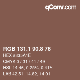 Color code: RGB 131.1 90.8 78 | qconv.com