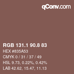 Color code: RGB 131.1 90.8 83 | qconv.com