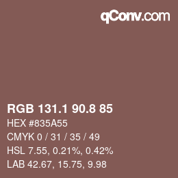 Color code: RGB 131.1 90.8 85 | qconv.com