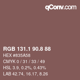 Color code: RGB 131.1 90.8 88 | qconv.com