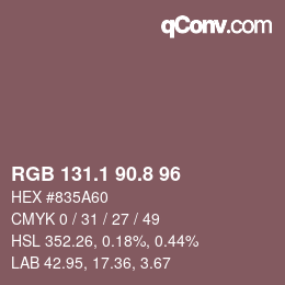 Color code: RGB 131.1 90.8 96 | qconv.com