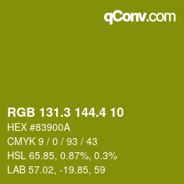 カラーコード: RGB 131.3 144.4 10 | qconv.com