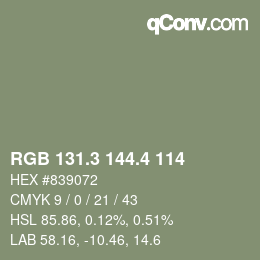 カラーコード: RGB 131.3 144.4 114 | qconv.com