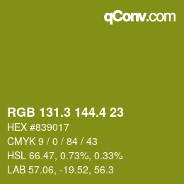 カラーコード: RGB 131.3 144.4 23 | qconv.com