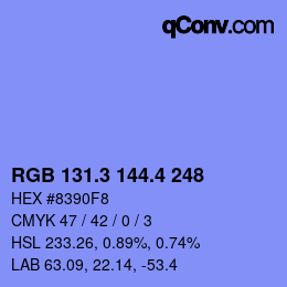 カラーコード: RGB 131.3 144.4 248 | qconv.com