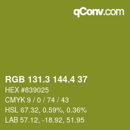 カラーコード: RGB 131.3 144.4 37 | qconv.com