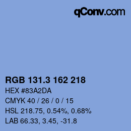 カラーコード: RGB 131.3 162 218 | qconv.com