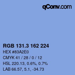 カラーコード: RGB 131.3 162 224 | qconv.com