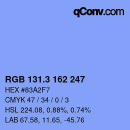 カラーコード: RGB 131.3 162 247 | qconv.com