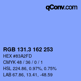 カラーコード: RGB 131.3 162 253 | qconv.com