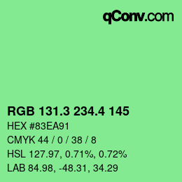 カラーコード: RGB 131.3 234.4 145 | qconv.com