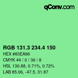 カラーコード: RGB 131.3 234.4 150 | qconv.com
