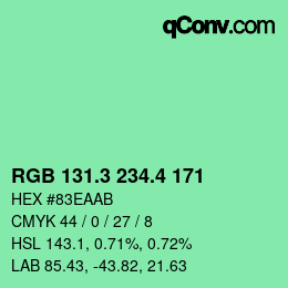 カラーコード: RGB 131.3 234.4 171 | qconv.com