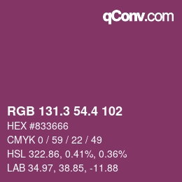 カラーコード: RGB 131.3 54.4 102 | qconv.com