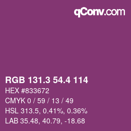 カラーコード: RGB 131.3 54.4 114 | qconv.com