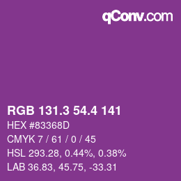 カラーコード: RGB 131.3 54.4 141 | qconv.com