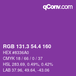カラーコード: RGB 131.3 54.4 160 | qconv.com
