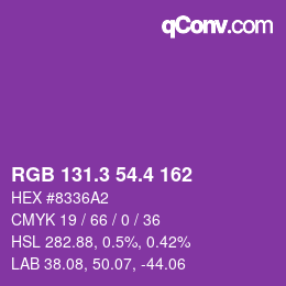 カラーコード: RGB 131.3 54.4 162 | qconv.com
