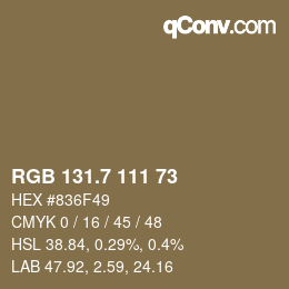 カラーコード: RGB 131.7 111 73 | qconv.com