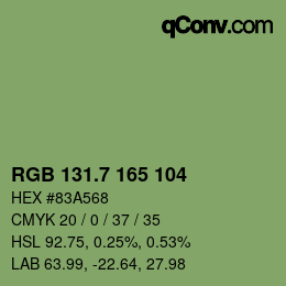 カラーコード: RGB 131.7 165 104 | qconv.com