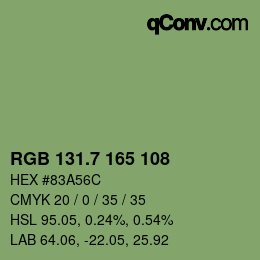 カラーコード: RGB 131.7 165 108 | qconv.com