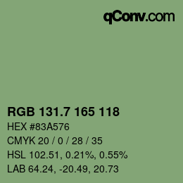 カラーコード: RGB 131.7 165 118 | qconv.com