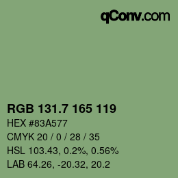 カラーコード: RGB 131.7 165 119 | qconv.com