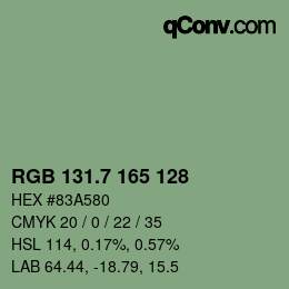 カラーコード: RGB 131.7 165 128 | qconv.com