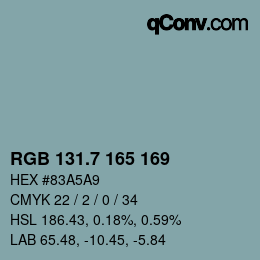 カラーコード: RGB 131.7 165 169 | qconv.com