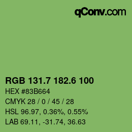 カラーコード: RGB 131.7 182.6 100 | qconv.com