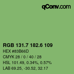 カラーコード: RGB 131.7 182.6 109 | qconv.com